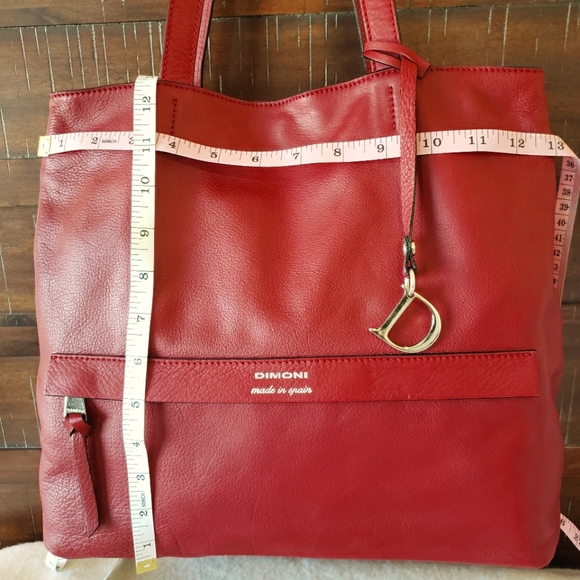 DIMONI Red Genuine Leather Medium Shoulder Bag--NWT - Picture 8 of 9